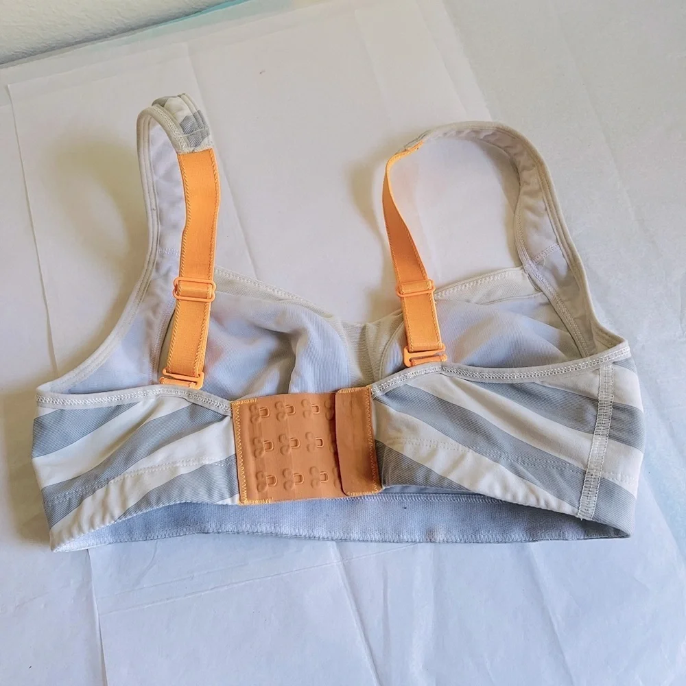 Lululemon Gray and Orange Stripped Sports Bra, supportive straps